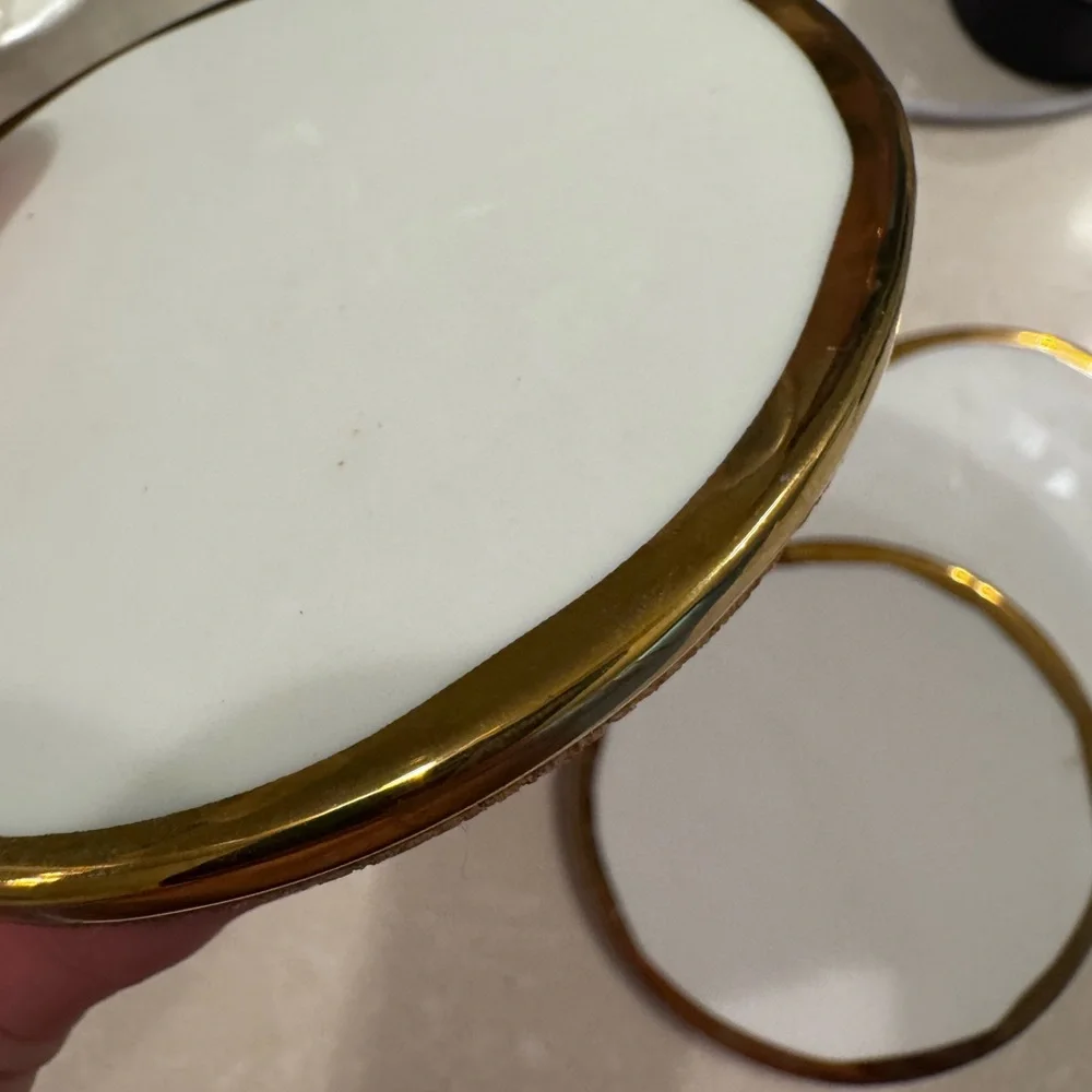 West Elm Williams Sonoma White and Gold Coaster